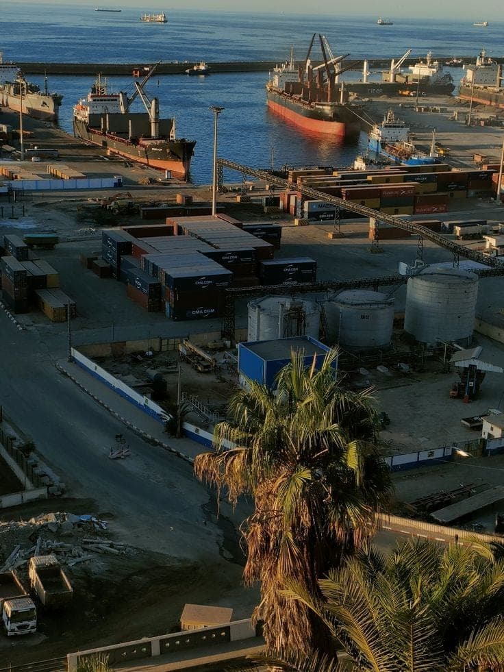 Container ship carrying cargo in South African waters